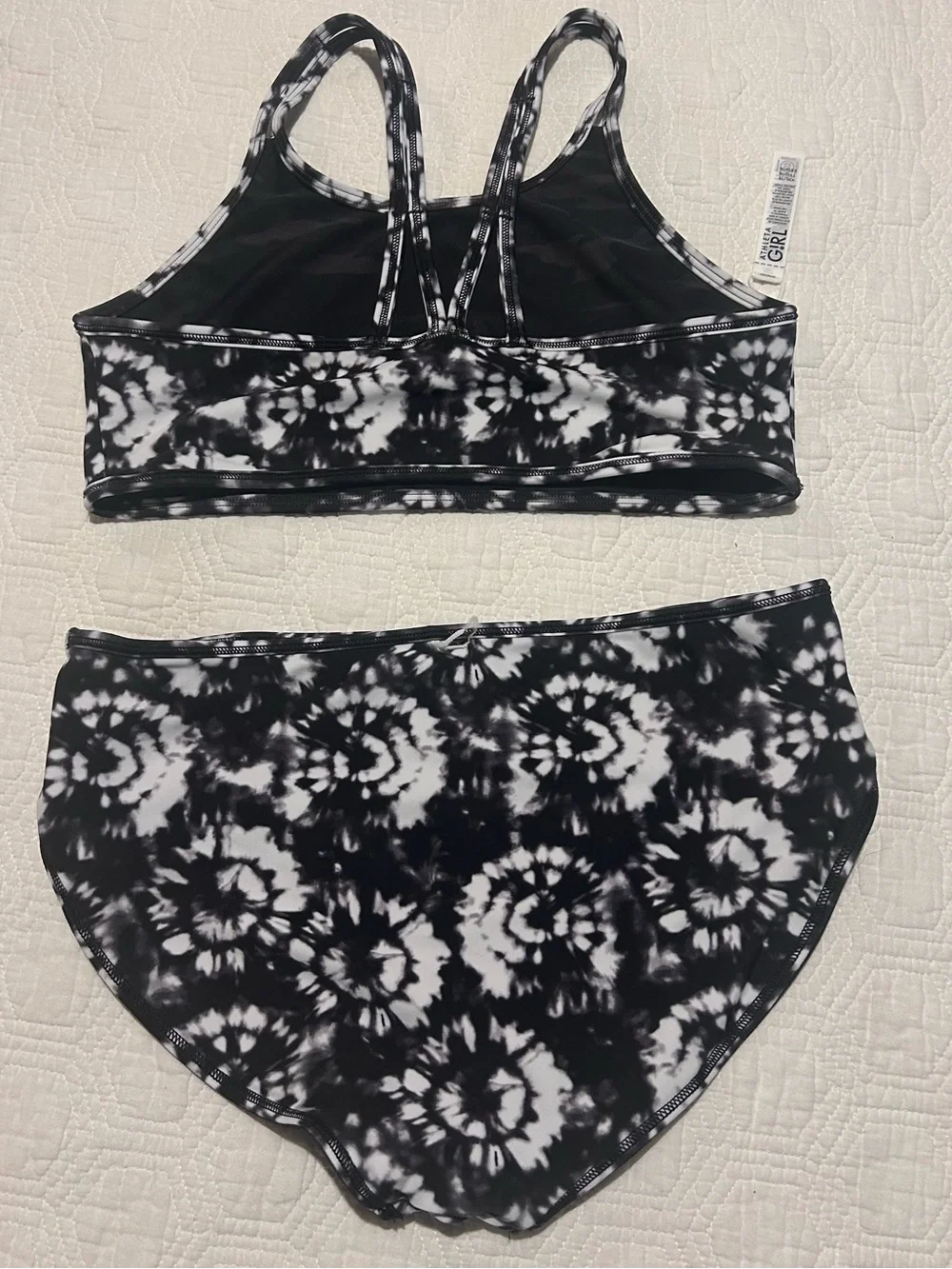 Athleta Girl Reversible Black/White Tie-Dye/Camouflage Bikini Set Size XXL (16)
